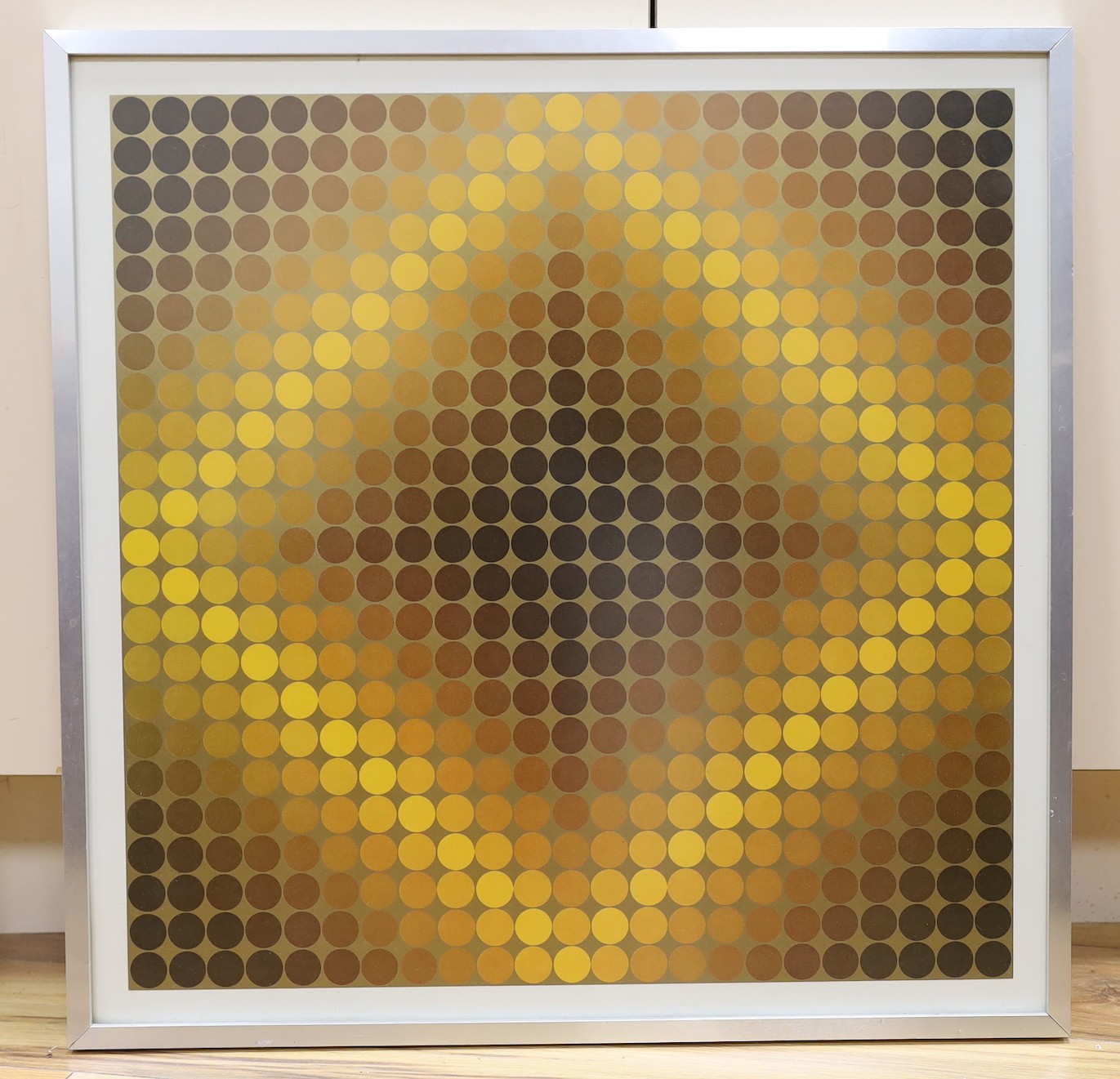 After Victor Vasarely (1906-1997), print, 'Composition in gold', 60 x 60cm